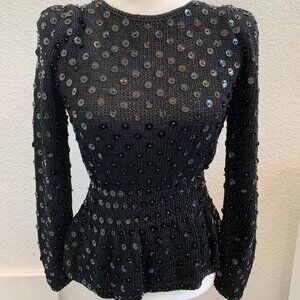 Nannell  Black Evening Knit Peplum Top
